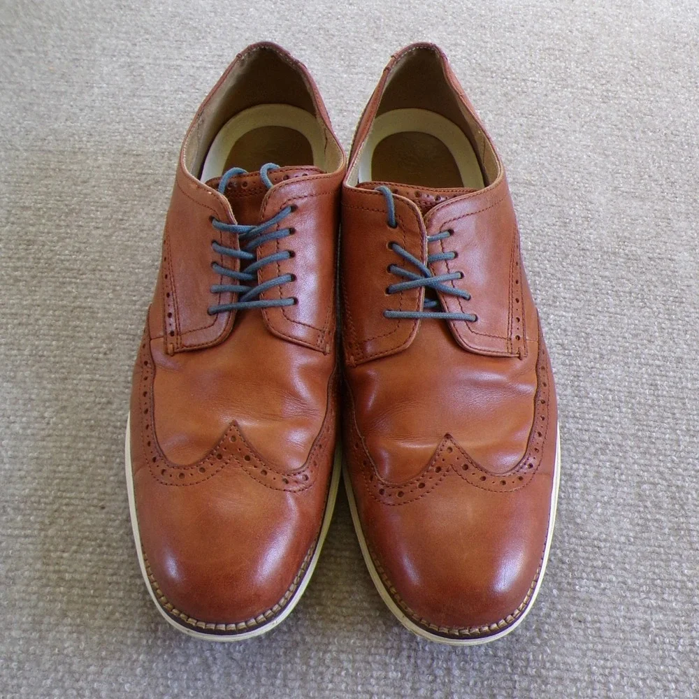 Cole Haan Original Grand Wingtip Oxford Shoes English Tan Men's 11.5M